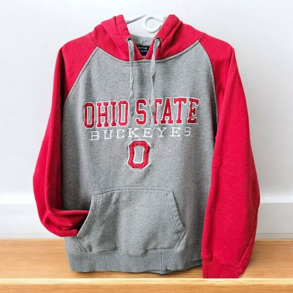 Campus Heritage Ohio State Buckeyes OSU Gray Red Hoodie Sweatshirt L - Picture 1 of 16